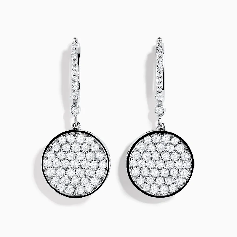 Ladies Forest Earrings -Pave Classica 14K White Gold Diamond Drop Earrings