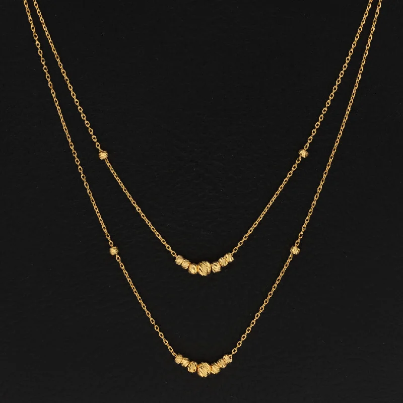 Ladies Punk Necklaces -initial necklaces for women -Gold Double Stud Ball Shaped Necklace 21KT - FKJNKL21KM9561