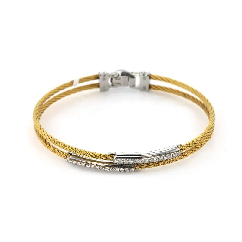 Ladies Bracelets Chunky Design-0.23 ctw Diamond Cable Bangle Bracelet