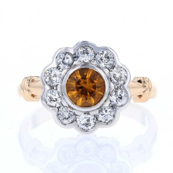 cocktail women's rings -Yellow Sapphire Halo Ring