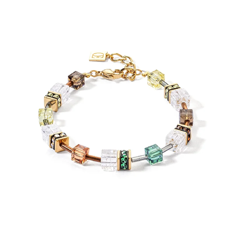 Ladies Bracelets Dainty Style-Coeur De Lion GeoCUBE® Iconic Nature Gold Brown White Bracelet