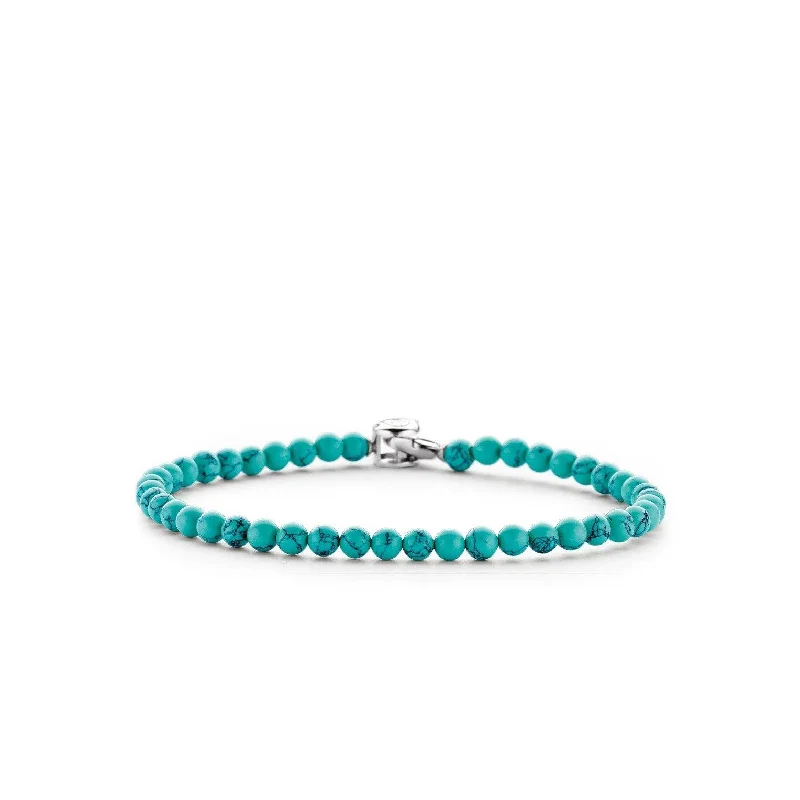 Ladies Bracelets for Nieces-Ti Sento Sterling Silver Bead Bracelet - Turquoise