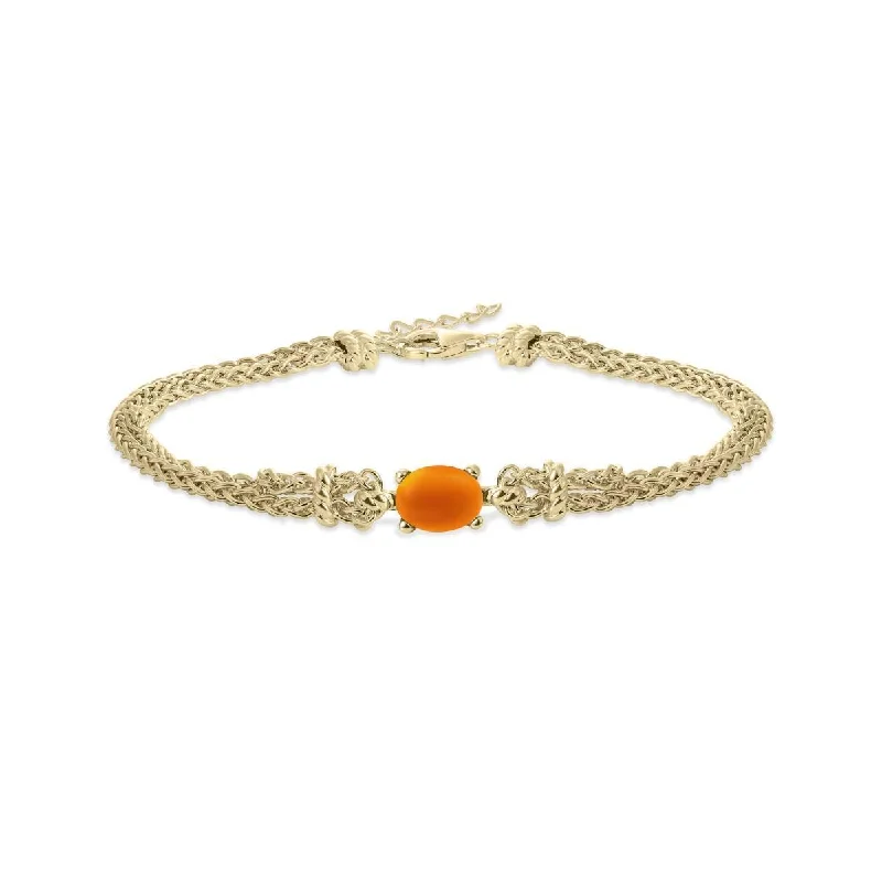 Ladies Bracelets with Citrine-Gold Rope Chain and Orange Fox Stone Bracelet