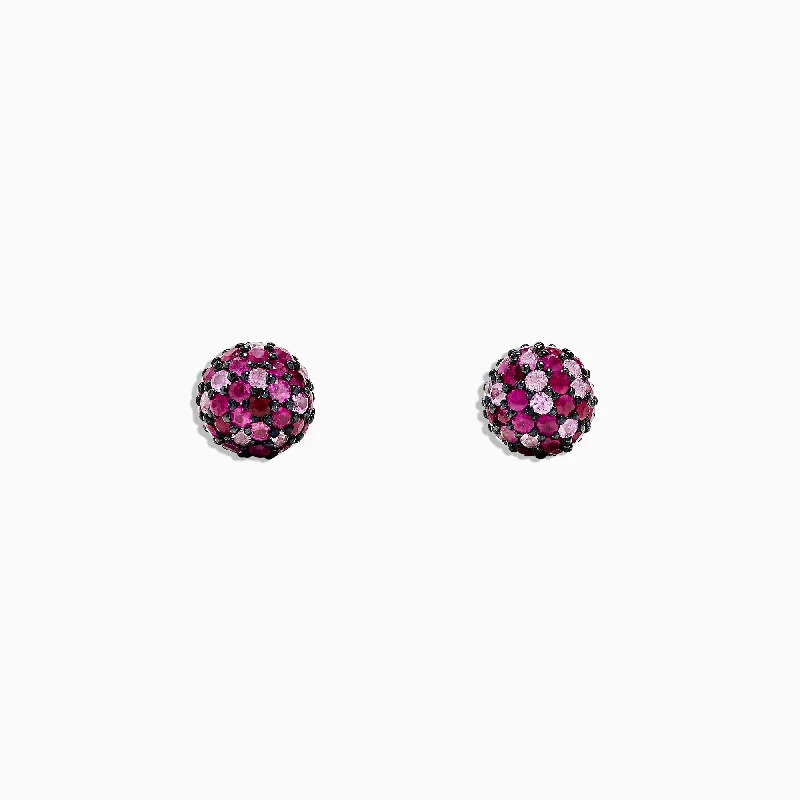 Ladies Glow Earrings -925 Sterling Silver Pink Sapphire Splash Stud Earrings, 2.45 TCW