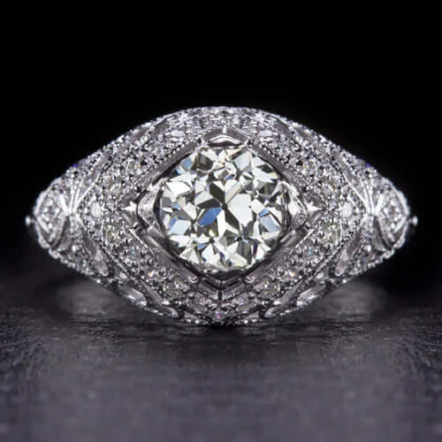 Moon Engagement Rings -1.17c CERTIFIED G VVS2 OLD TRANS CUT DIAMOND ENGAGEMENT RING VINTAGE STYLE DOMED