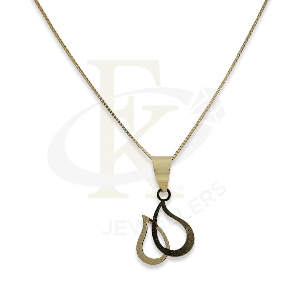 Ladies Adjustable Necklaces -heart-shaped necklaces for women -Gold Necklace (Chain with Teardrop Pendant) 18KT - FKJNKL18K2304