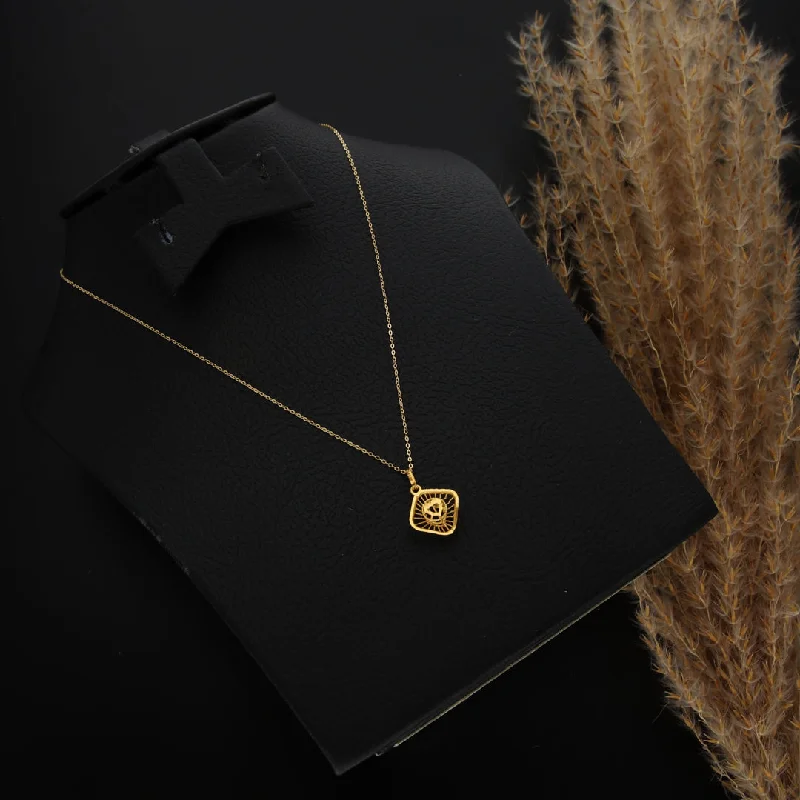 Ladies Fairy Necklaces -box chain necklaces -Gold Necklace (Chain With Rectangle Shaped Pendant) 21KT - FKJNKL21KM9810