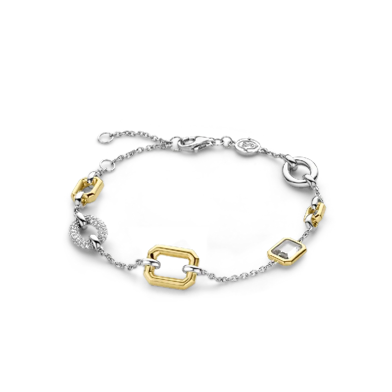 Ladies Bracelets with Moonstone-Ti Sento 18ct Gold Vermeil Silver Shapes Bracelet