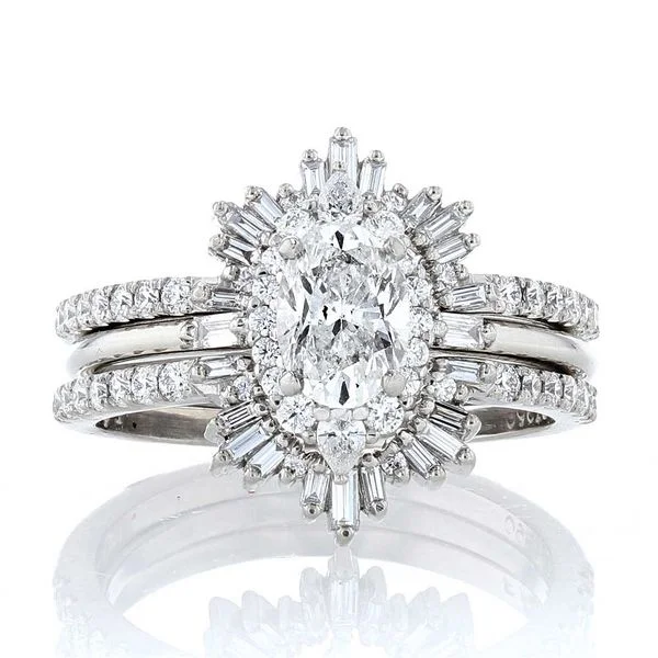 cushion-cut women's rings -Snowflake Baguette Ring Guard