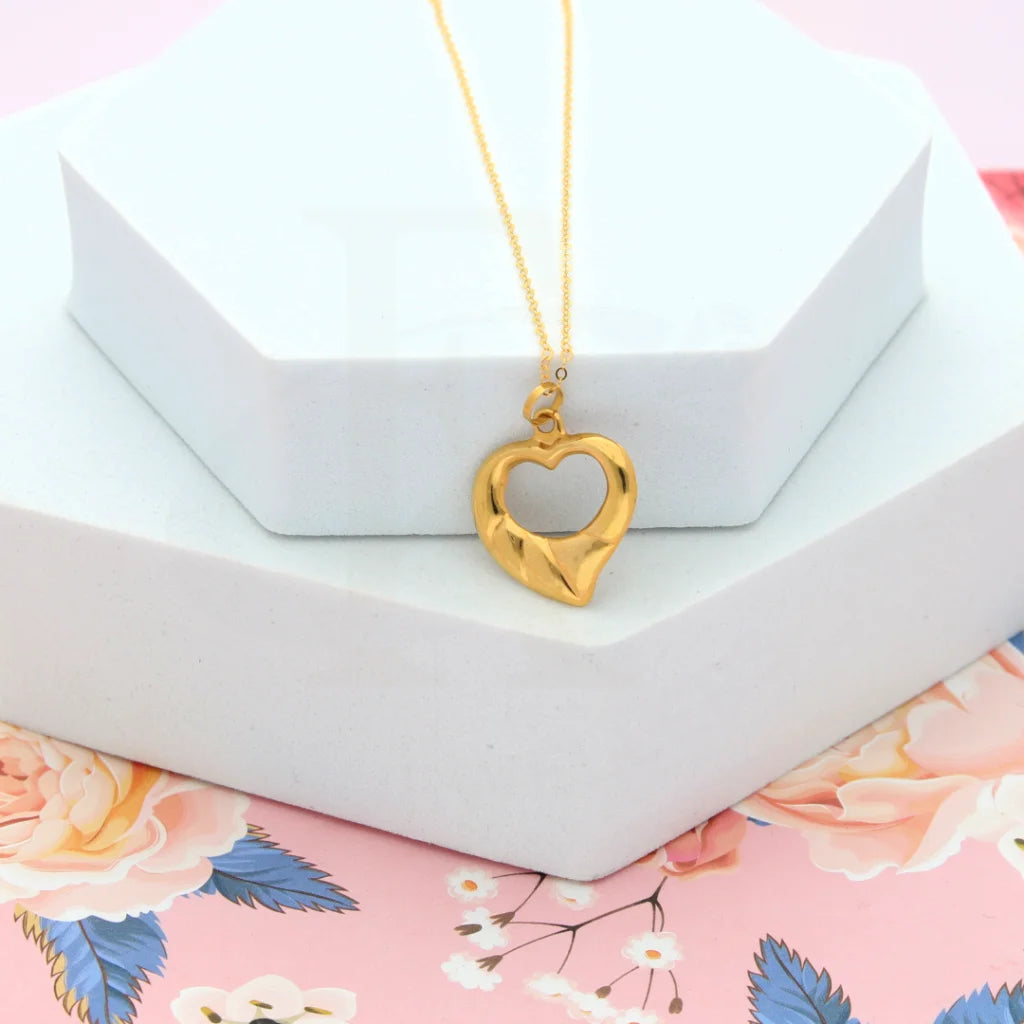 Ladies Classic Necklaces -sentimental necklaces for women -Gold Necklace (Chain with Heart Pendant) 21KT - FKJNKL21KM8208