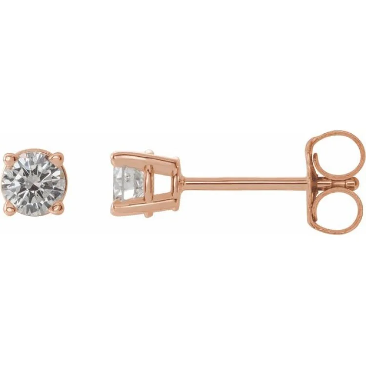 Ladies Shiny Earrings -14K Rose 1/3 CTW Natural Diamond Stud Earrings