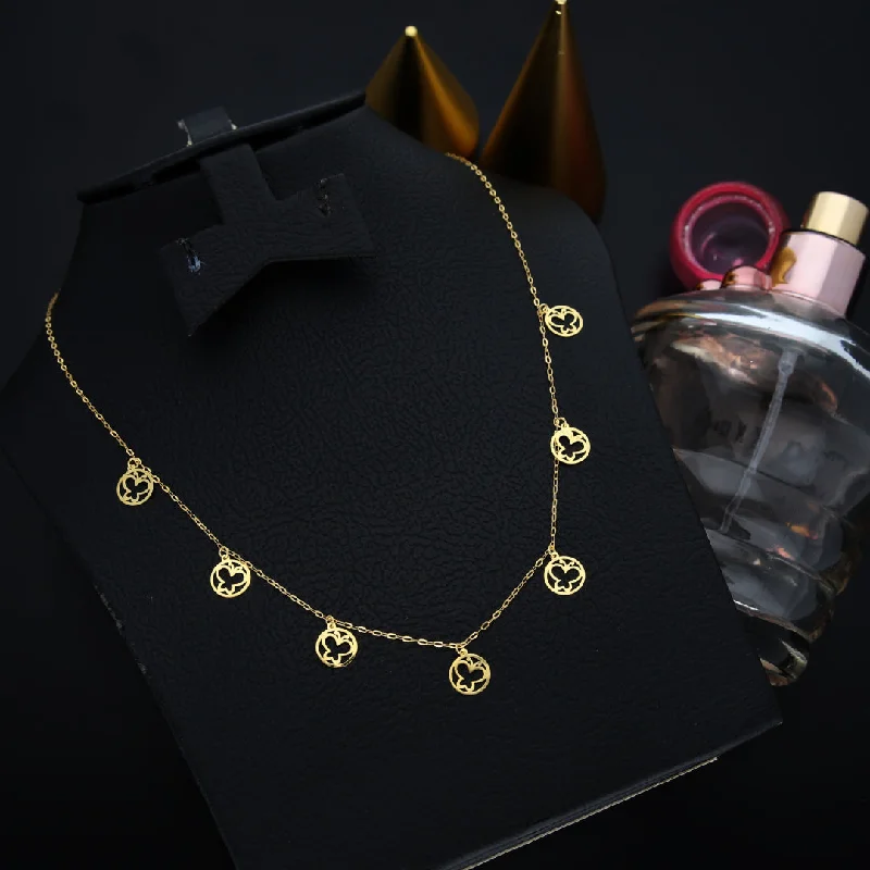 Ladies Wooden Necklaces -infinity symbol necklaces -Gold Butterfly Incircle Shaped Necklace 21KT - FKJNKL21KM9567