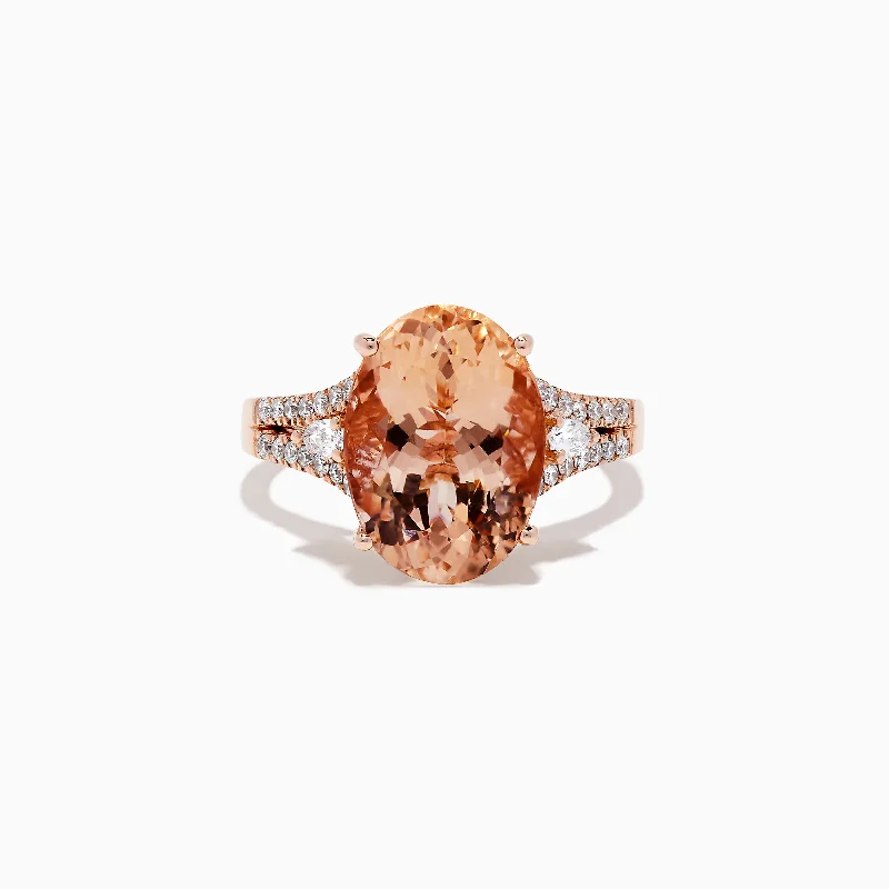 marquise-cut women's rings -Blush 14K Rose Gold Morganite and Diamond Ring