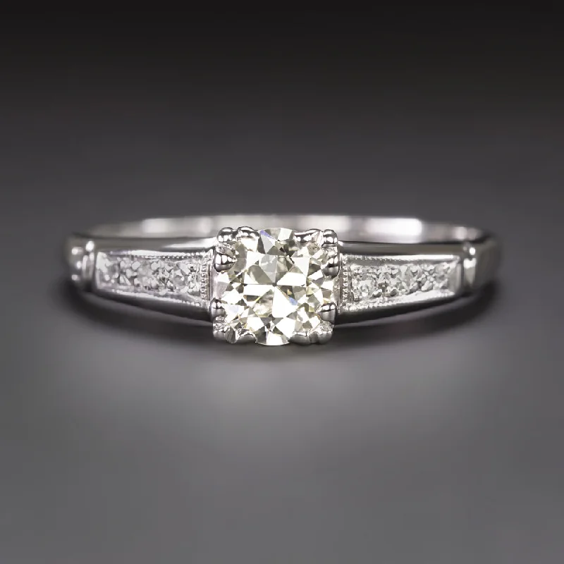 Subtle Engagement Rings -VINTAGE DIAMOND ENGAGEMENT RING PLATINUM 1/3 CARAT MID CENTURY CLASSIC ESTATE