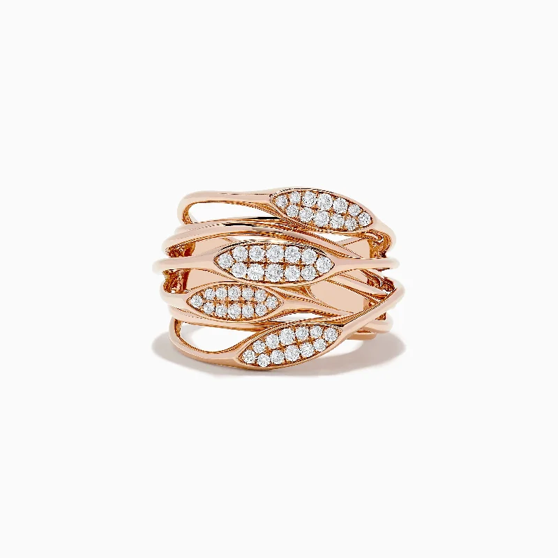 vintage women's rings -14K Rose Gold Diamond Crossover Ring