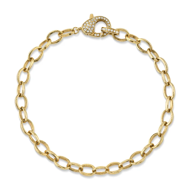 Ladies Bracelets with Natrolite-Pave Diamond Clasp Chain Bracelet