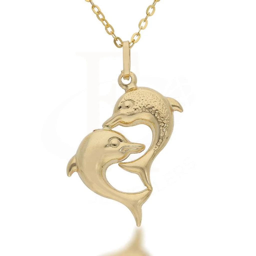 Ladies Custom Necklaces -grandmother necklaces -Gold Necklace (Chain with Twin Dolphin Pendant) 18KT - FKJNKL1704