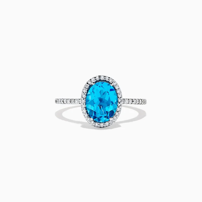 engraved women's rings -Ocean Bleu 14K White Gold Blue Topaz and Diamond Ring, 2.51 TCW