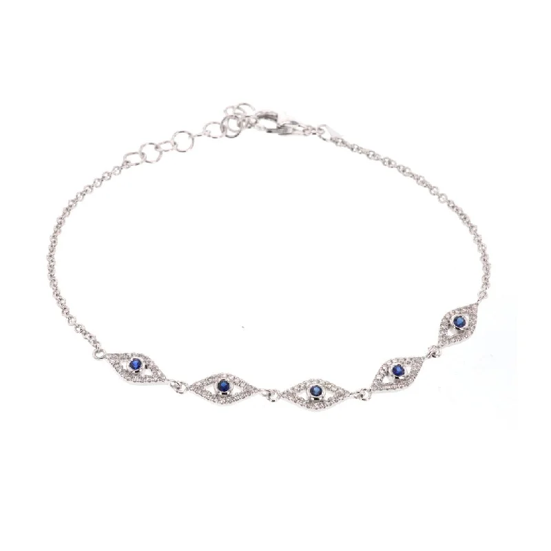 Ladies Bracelets Twisted Design-Blue Sapphire & Diamond Bracelet