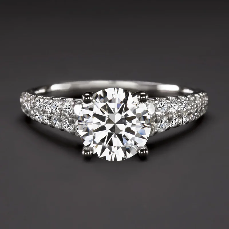 Monochrome Engagement Rings -1.5ct GIA CERTIFIED H SI1 DIAMOND ENGAGEMENT RING VERY GOOD CUT ROUND NATURAL