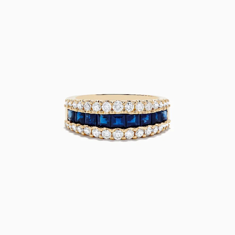 promise rings for women -Royale Bleu 14K Yellow Gold Blue Sapphire and Diamond Ring