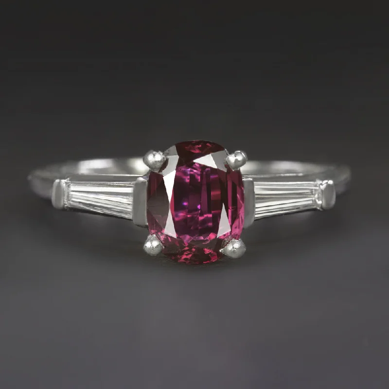 Braided Engagement Rings -2.30ct RUBY DIAMOND ENGAGEMENT RING PLATINUM IGI CERTIFIED 3 STONE OVAL SHAPE