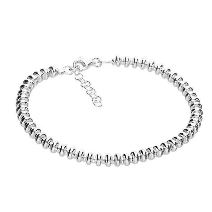 Ladies Bracelets with Petalite-Sterling Silver Doughnut Beads Bracelet