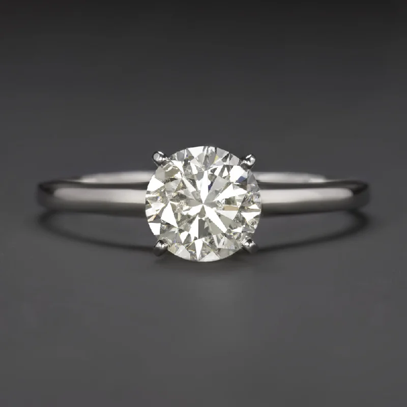 Subtle Engagement Rings -NATURAL DIAMOND SOLITAIRE ENGAGEMENT RING 1.42ct EXCELLENT ROUND CUT WHITE GOLD