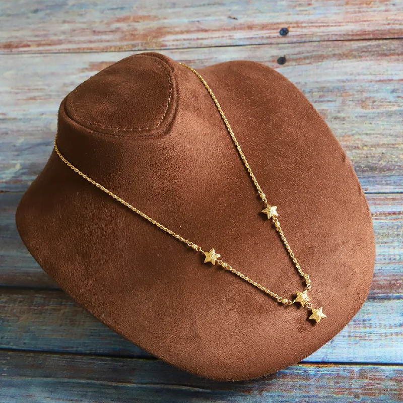 Ladies Timeless Necklaces -figaro chain necklaces -Gold Star Shaped Necklace 18KT - FKJNKL18K9369