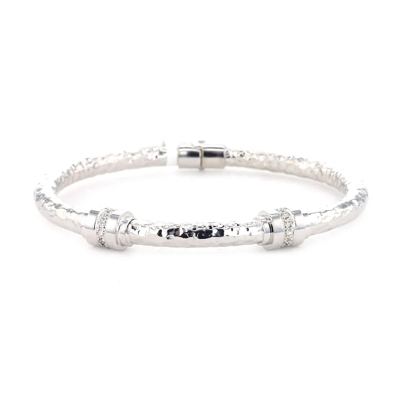 Ladies Bracelets Elegant Look-0.16 ctw Diamond Sterling Silver Bangle Bracelet