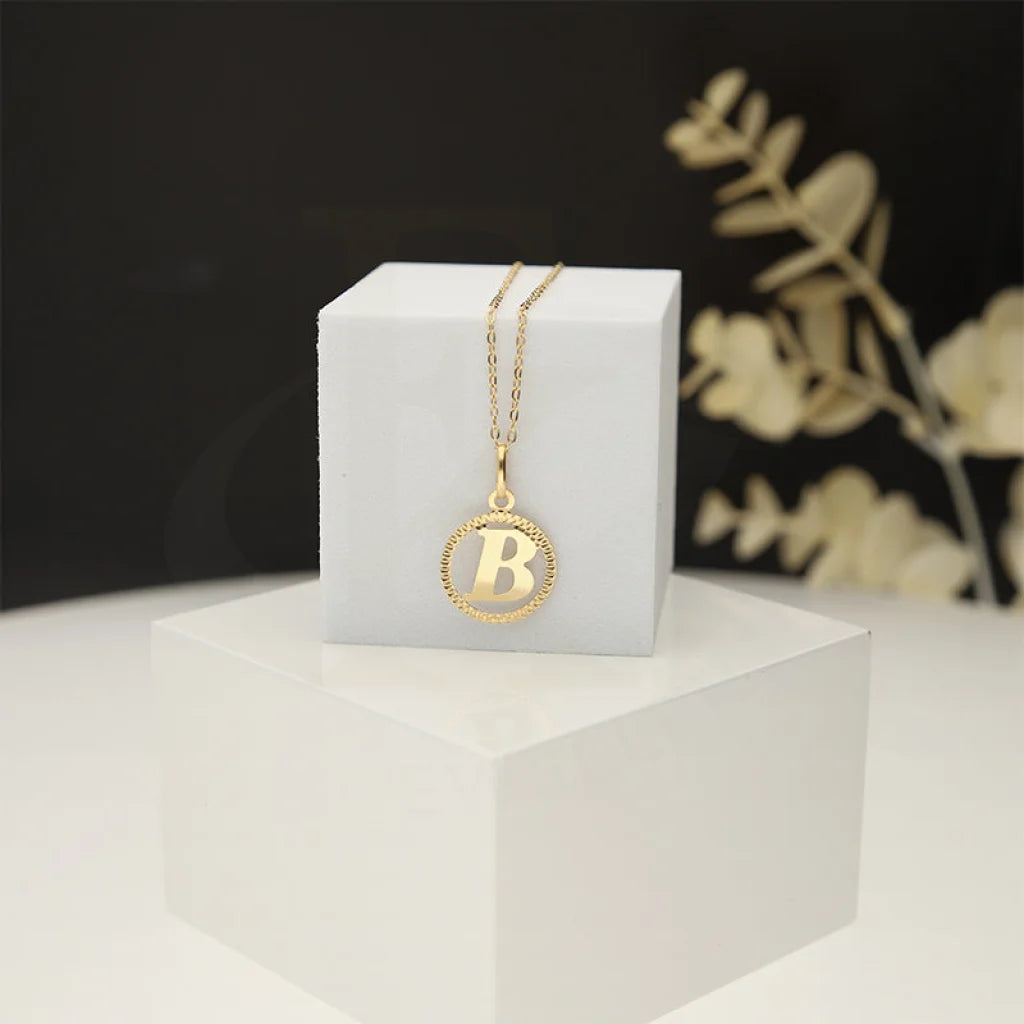 Ladies Lariat Necklaces -wedding necklaces for brides -Gold Necklace (Chain With Round Shaped Alphabet Pendant) 18KT - FKJNKL18K5243