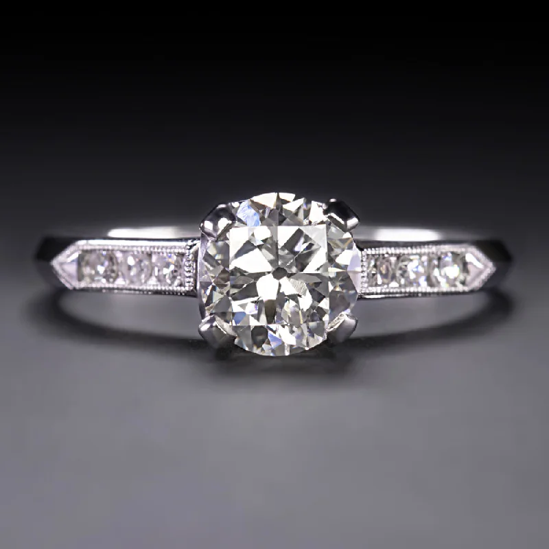 Sparkly Engagement Rings -OLD EUROPEAN CUT I VS1 DIAMOND 0.98ct ENGAGEMENT RING PLATINUM VINTAGE ESTATE