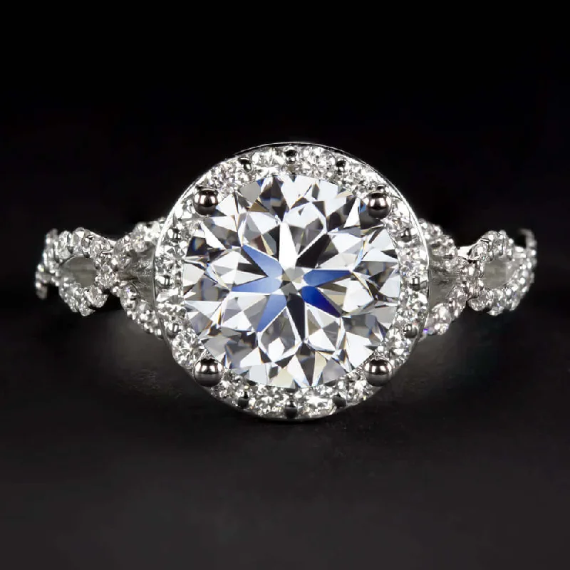 Fairy Engagement Rings -2ct GIA CERTIFED J VS2 DIAMOND ENGAGEMENT RING HALO VERY GOOD CUT CRISS CROSS