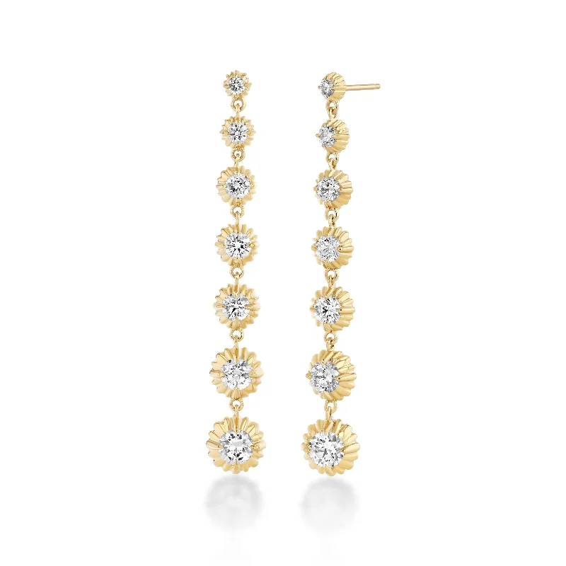 Ladies Energy Earrings -Fluted Button 7 Drop Earrings