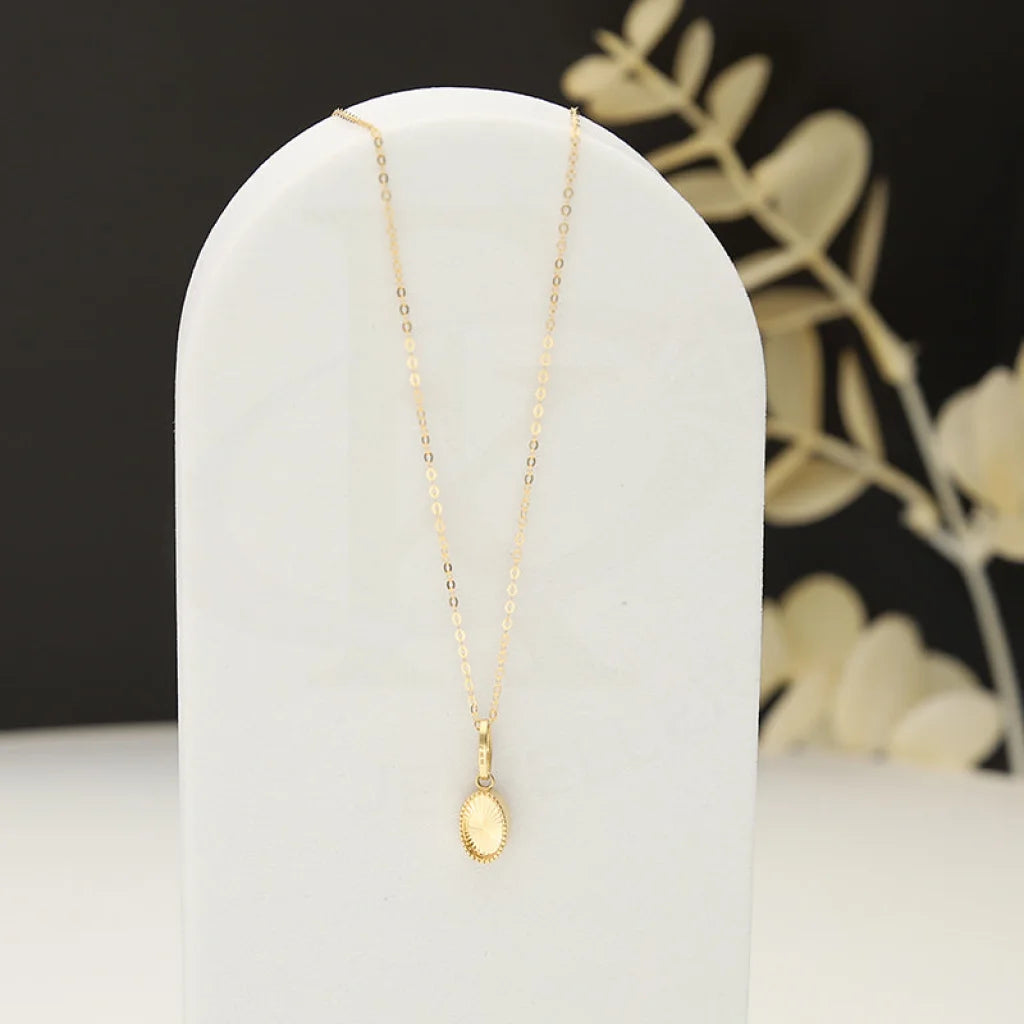 Ladies Cross Necklaces -mother-daughter necklaces -Gold Necklace (Chain With Oval Shaped Pendant) 18KT - FKJNKL18K5242