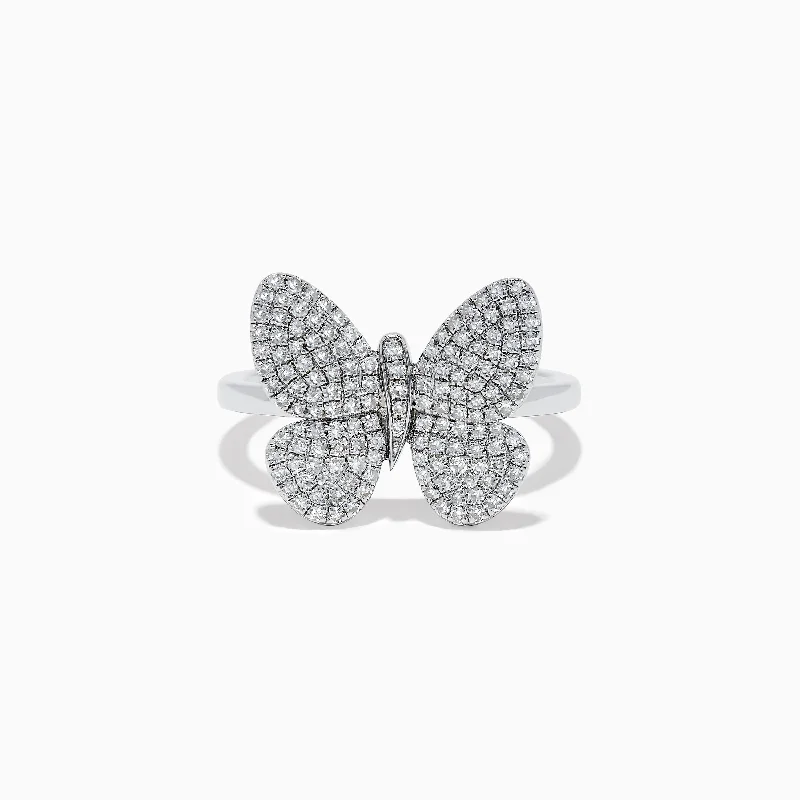 hypoallergenic women's rings -925 Sterling Silver Diamond Butterfly Ring