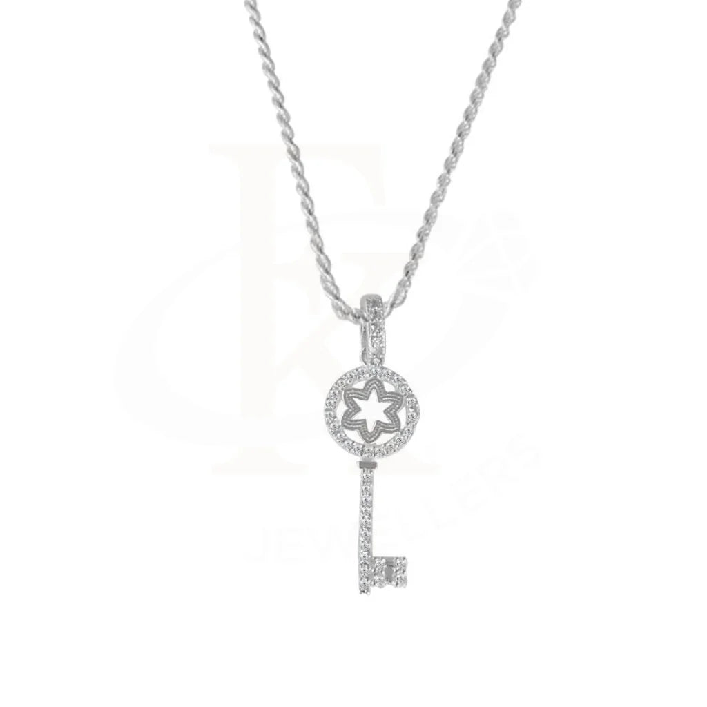 Ladies Victorian Necklaces -sustainable jewelry necklaces -Sterling Silver 925 Necklace (Chain with Star Key Pendant) - FKJNKL1772