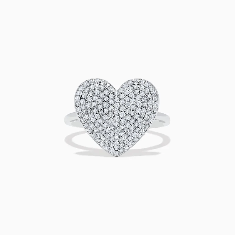 trillion-cut women's rings -Pave Classica 14K White Gold Diamond Heart Ring