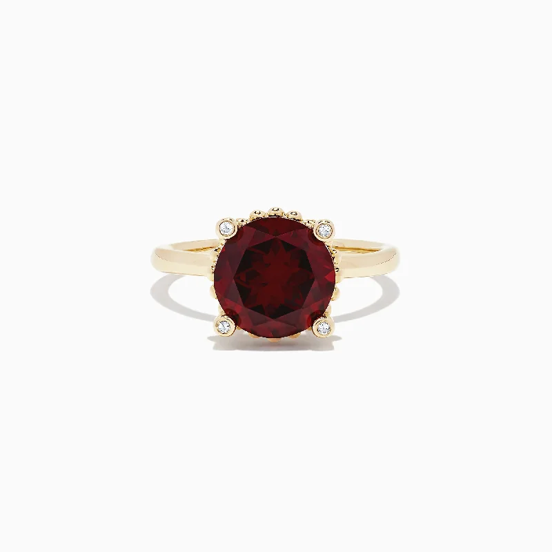 delicate women's rings -Bordeaux 14K Yellow Gold Garnet and Diamond Ring, 5.67 TCW