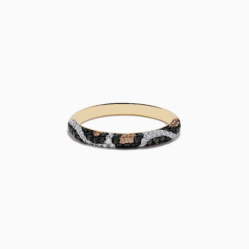 trillion-cut women's rings -Signature 14K Yellow Gold Black, Espresso, and White Diamond Ring