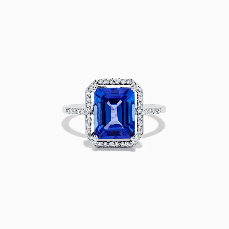 handcrafted women's rings -Nahla Siri 14K White Gold Tanzanite and Diamond Ring