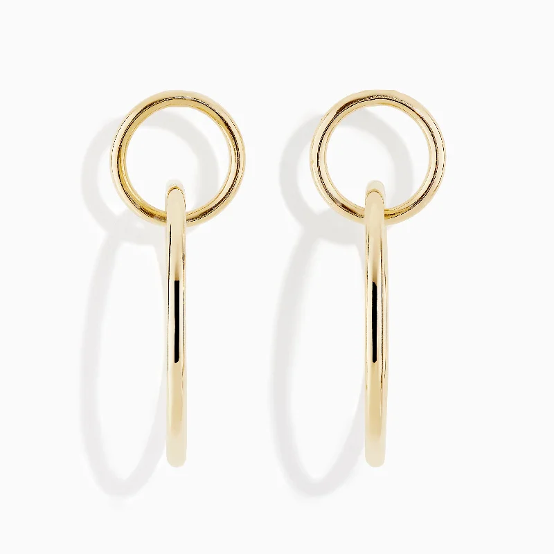 Ladies Magical Earrings -14K Gold Interlock Tube Earrings