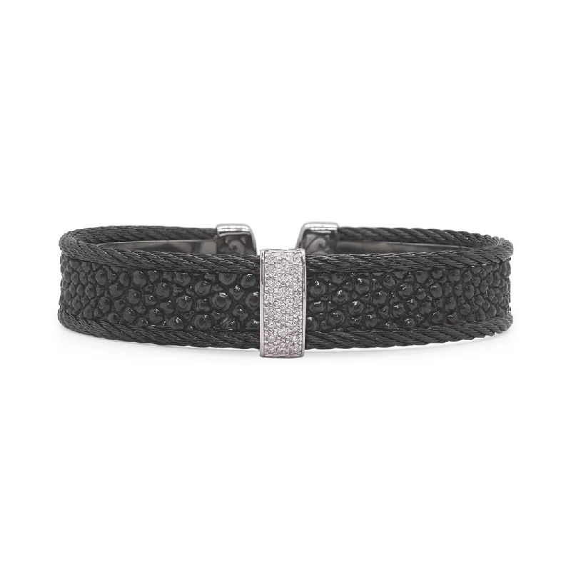 Ladies Bracelets with Hematite-0.19 ctw Diamond Cable Bangle Bracelet | M10276590