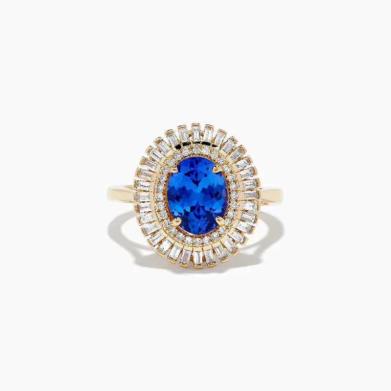 sapphire women's rings -Nahla Siri 14K Yellow Gold Tanzanite and Diamond Ring