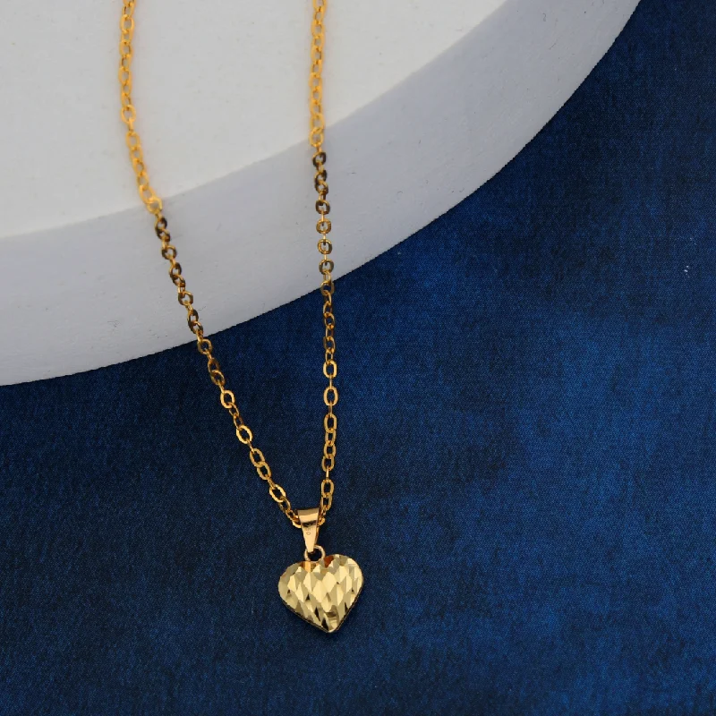 Ladies 925 Silver Necklaces -cross necklaces for women -Gold Necklace (Chain with Stud Heart Shaped Pendant) 18KT - FKJNKL18K9165