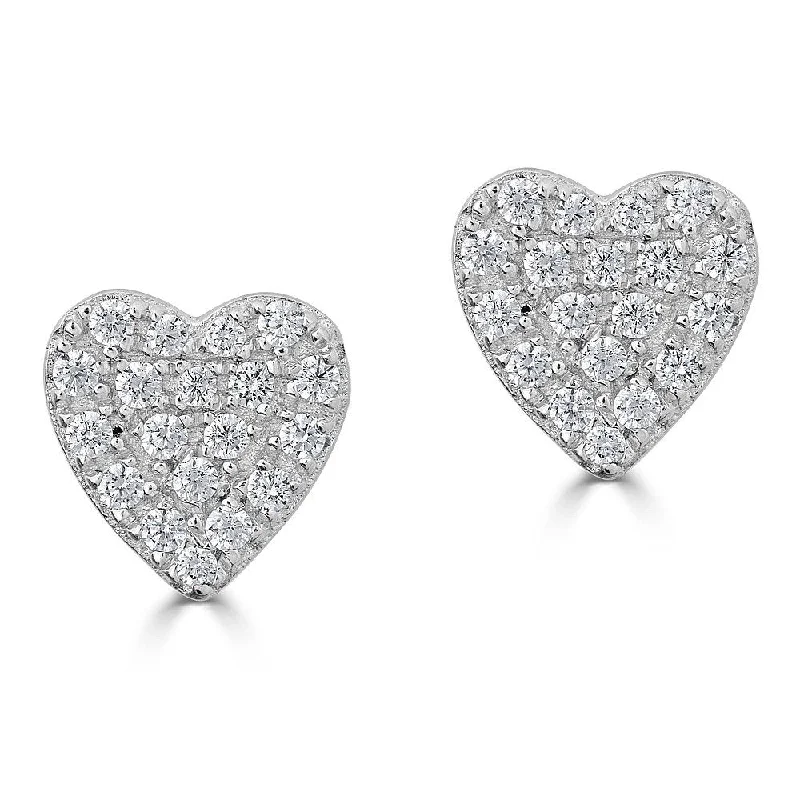 Ladies Acrylic Earrings -EMILIQUE 14KT GOLD 1/6 CTW DIAMOND PAVE HEART STUD EARRINGS