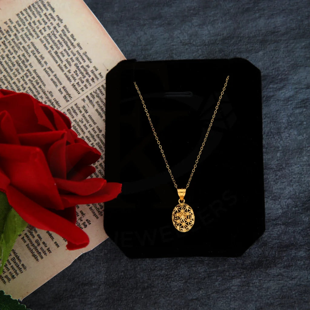 Ladies Butterfly Necklaces -eco-friendly necklaces -Gold Necklace (Chain with Oval Pendant) 21KT - FKJNKL21KM8396