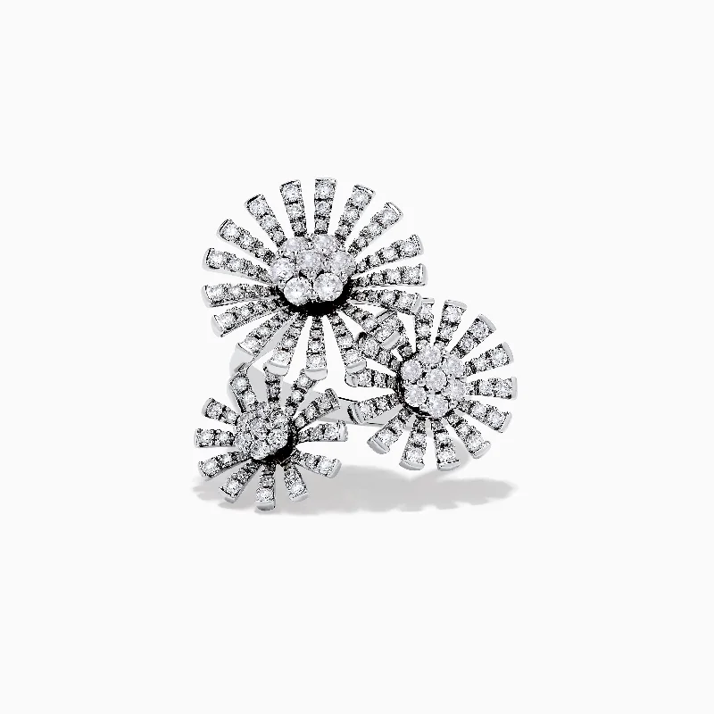 magnetic therapy women's rings -Bouquet 14K White Gold Flower Ring 1.59 TCW