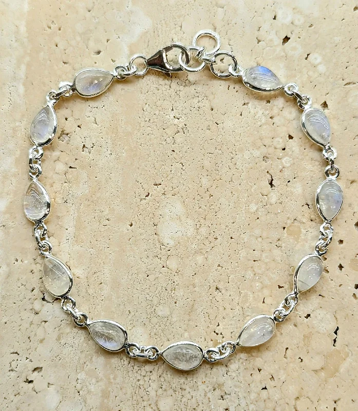 Ladies Bracelets with Idocrase-Rainbow Moonstone Teardrop Stones Bracelet