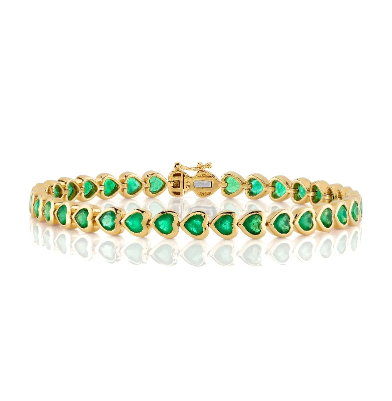 Ladies Bracelets Matte Finish-Emerald Heart Tennis Bracelet